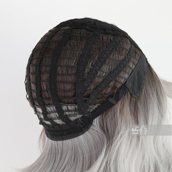 Dark Roots Silver Ombre Wavy Wig with Bangs | Mothers Day Gift | Ororo - Picture 6 of 6